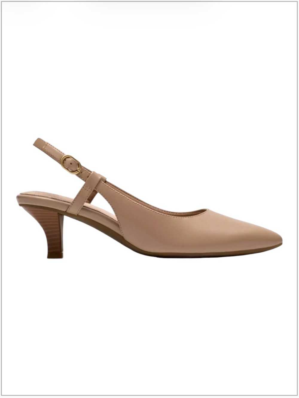 Clarks Linvale Loop Blush Beige Leather Slingback Pumps Kitten Heel 10 Wide